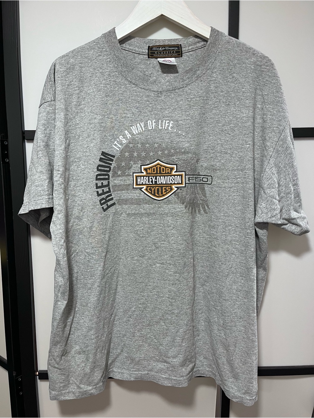 Vintage Harley Davidson Ford F-150 T-Shirt XL Gray Delta Magnum Weight